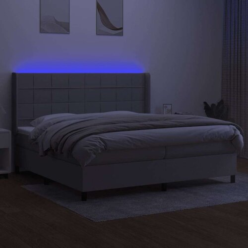  Box spring s madracem LED svjetlosivi 200x200 cm tkanina Slike