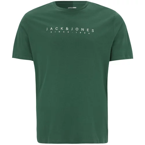 Jack & Jones Plus Majica 'ETRA' tamno zelena / bijela