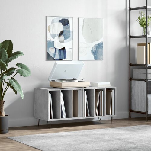 The Living Store Omarica za gramofonske plošče betonsko siva 100x38x48 cm les - Omarica Za Gramofonske Plošče, (21434974) Cene