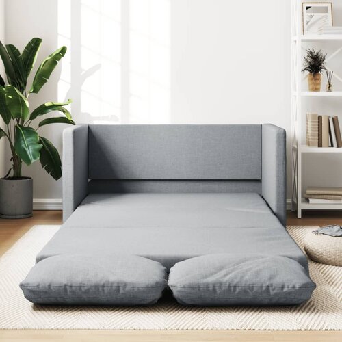 vidaXL Talni raztegljiv kavč 2 v 1 svetlo siv 112x174x55 cm blago Cene