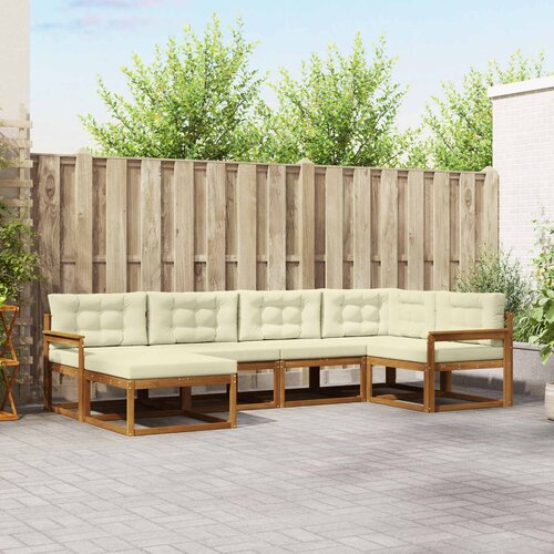  Set vanjskih sofa 6 kom. Prirodna i krem Smeđa 327 x 168,5 x 73 cm Slike
