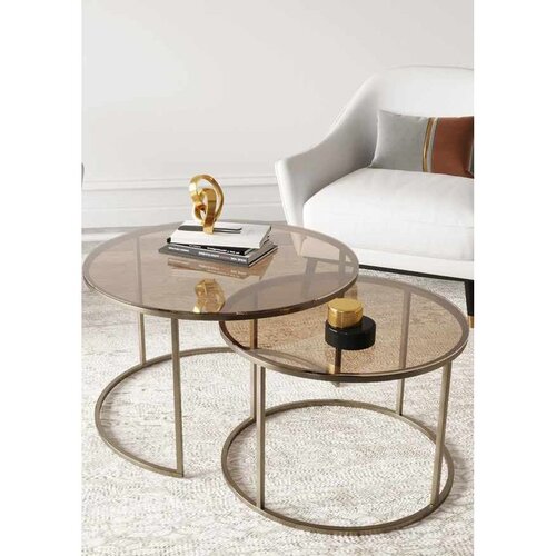 Hanah home Milas set klub stolova, antik / bronzano staklo Slike