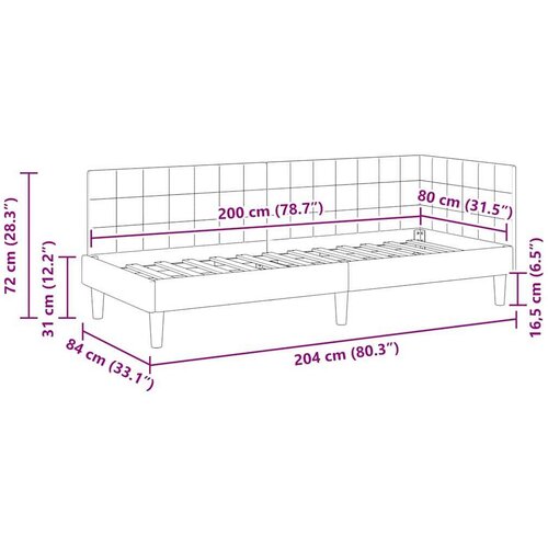 vidaXL Kotna postelja z vzglavjem Svetlo siva 80 x 200 cm Žamet Cene