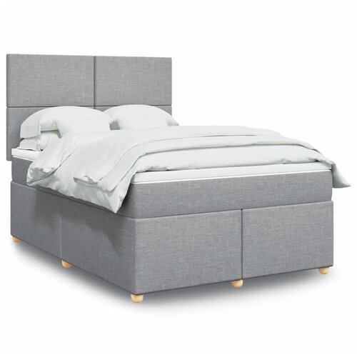 VidaXL Krevet box spring s madracem svjetlosiva 160x200 cm tkanina Slike