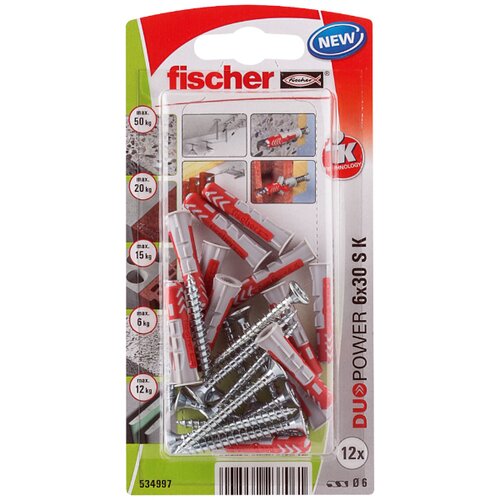 Fischer Vložki Duopower (6 x 30 mm z vijaki, 12 kosov) Slike