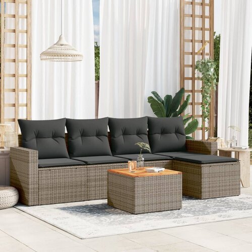 vidaXL 6-dijelni set vrtnih sofa od poliratana s jastucima sivi Cijene