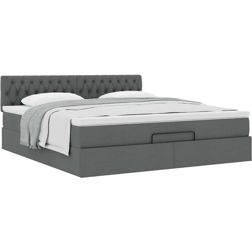 VidaXL Otomanski krevet s madracem tamnosivi 180x200cm od tkanine Slike