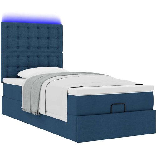 VidaXL Otomanski okvir kreveta s madraca plavi 90x190cm od tkanine Slike