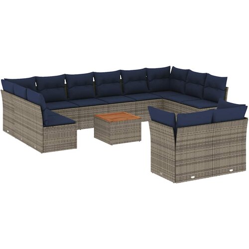  13-dijelni set vrtnih sofa od poliratana s jastucima sivi Slike