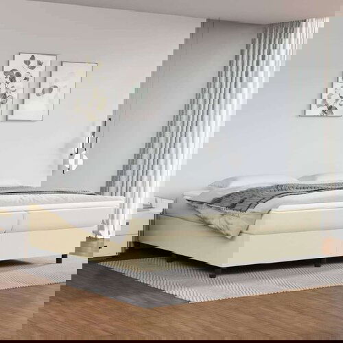  Box spring postelja z vzmetnico krem 200x200 cm umetno usnje, (20727118) Cene