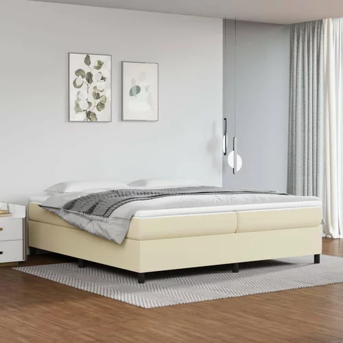  Box spring postelja z vzmetnico krem 200x200 cm umetno usnje, (20727118)