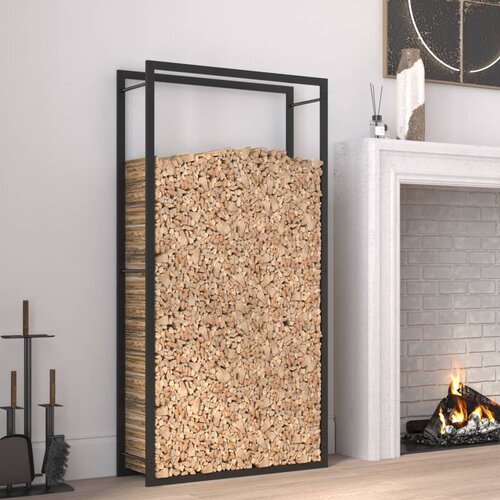 vidaXL Stojalo za drva mat črno 80x28x154 cm jeklo Cene