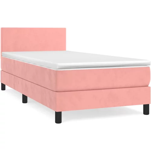 vidaXL Box spring postelja z vzmetnico roza 80x200 cm žamet, (20894627)