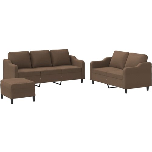  3-dijelni set sofa s jastucima smeđi od tkanine Slike