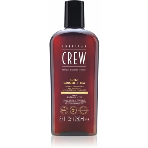American Crew 3 in 1 Ginger + Tea 3 u1 šampon, regenerator i gel za tuširanje za muškarce 250 ml
