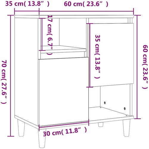  Komoda sivog hrasta sonome 60x35x70 cm od konstruiranog drva Siva Slike