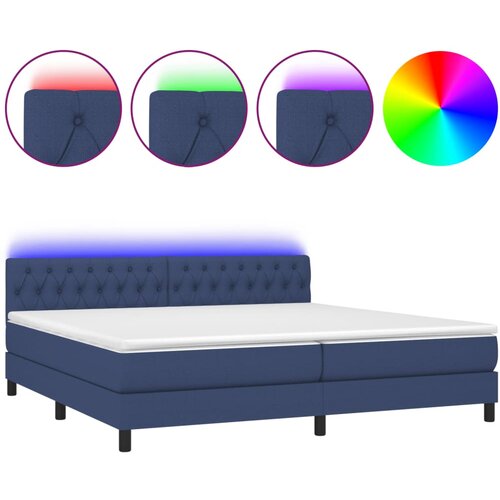 Maison Chic Box spring postelja - Vzmetna postelja z vzmetnico LED modra 200x200 cm blago SL21523, (21890995) Cene