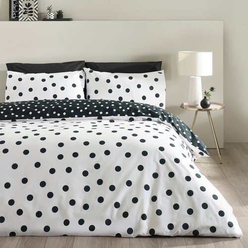 Catherine Lansfield Črno-bela 3-delna posteljnina za zakonsko posteljo 200x200 cm Polka Dot &amp;ndash; Slike