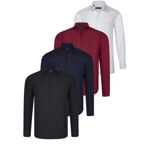 Dewberry QUAD SET G726 SHIRT-BLACK-WHITE-NAVY BLUE-BURGUNDY Cene