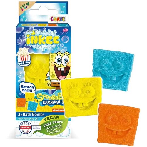 Flair Toys Craze Inkee: Veganska bomba za kupanje - Spužva Bob s aromom kokica, pakiranje od 3 komada Cijene