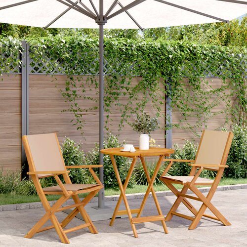 VidaXL 3-dijelni bistro set od tkanine i masivnog drva krem bež Slike