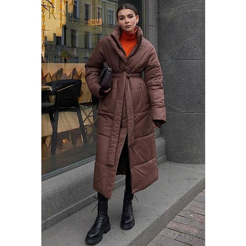 Madmext Women's Brown Long Puffer Coat Slike