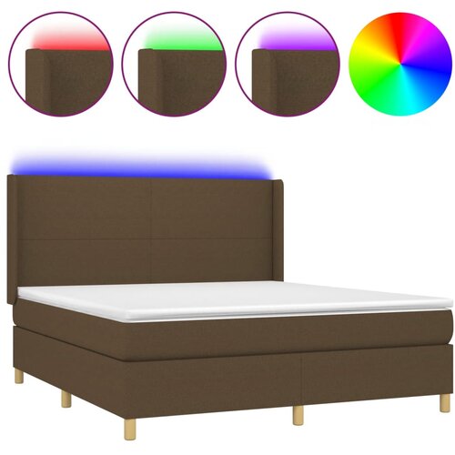 Maison Chic Box spring postelja - Vzmetna postelja z vzmetnico LED temno rjava 180x200cm blago SL8930, (21900741) Cene