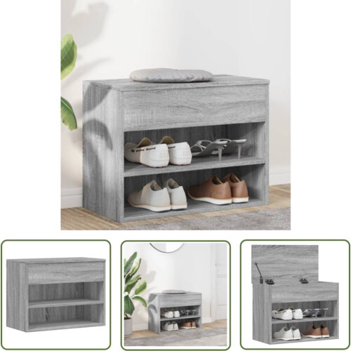 The Living Store Klop za čevlje siva sonoma 60x30x45 cm konstruiran les - Klop Za Čevlje, (21744418) Cene