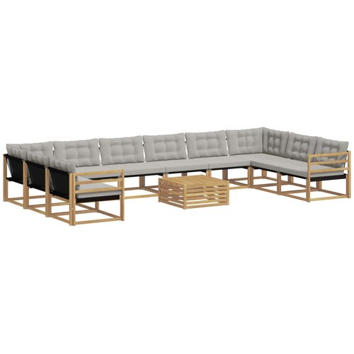 vidaXL Zunanja garnitura za sedenje 11 pcs Bela in svetlo siva, (5000280176) Cene