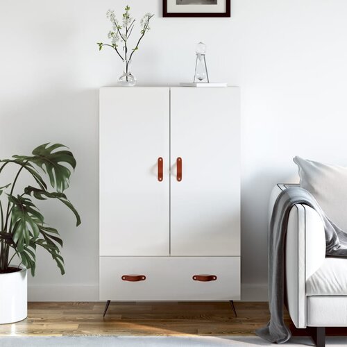 vidaXL Visoka omara visok sijaj bela 69,5x31x115 inženirski les Cene