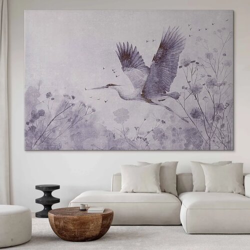  XXL slika - Majestic flight - a crane in flight in monochrome 130x87 Slike
