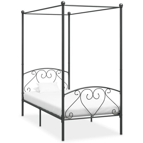 VidaXL Okvir za krevet s nadstre&amp;scaron;nicom sivi metalni 100 x 200 cm Slike