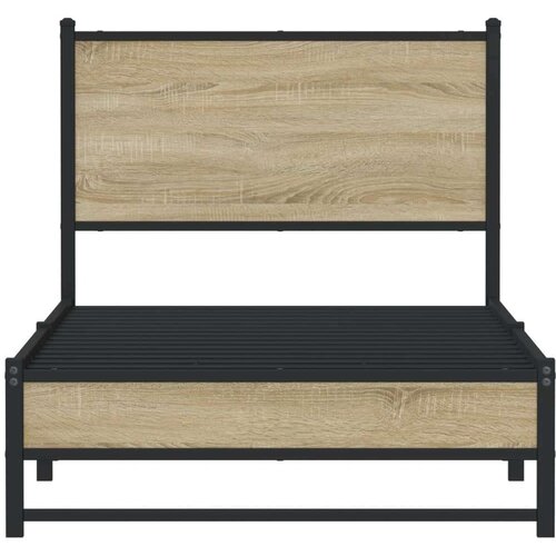 VidaXL Metalni okvir kreveta s uzglavljem boja hrasta sonome 90x200 cm Slike