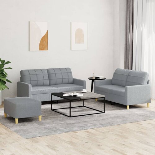  3-dijelni set sofa s jastucima svjetlosivi od tkanine Slike