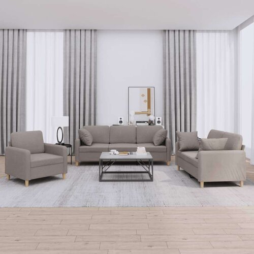  3-dijelni set sofa s jastucima smeđesivi od tkanine Slike
