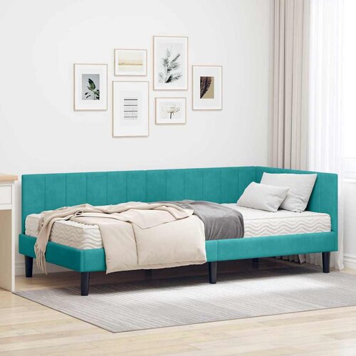 vidaXL Kutni okvir kreveta s madracem Tirkizna 90 x 200 cm Baršun Cijene