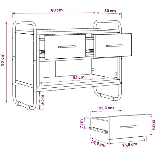  TV ormar 60 x 30 x 50 cm Dimljeni hrast Konstruirano drvo Slike