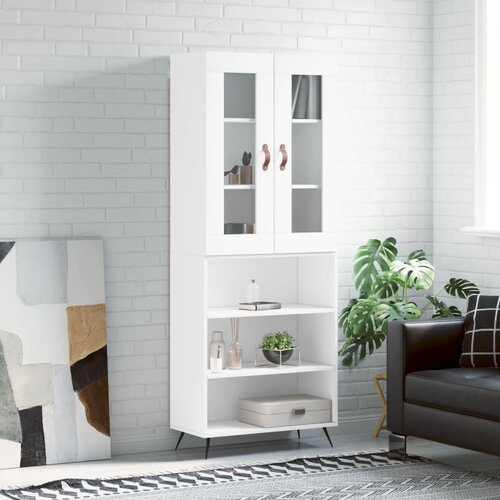 vidaXL Visoka omara bela 69,5x34x180 cm inženirski les Cene
