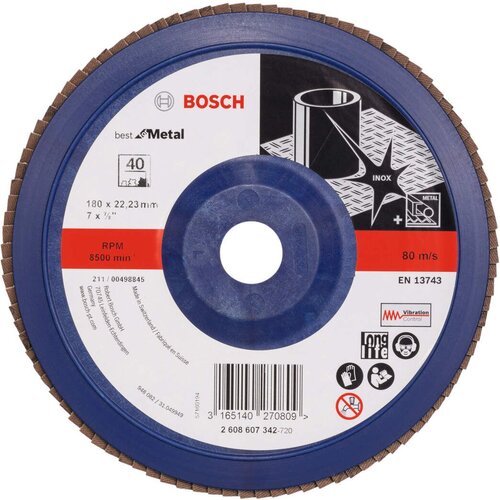 Bosch lamelni brusni disk X571, Best for Metal Prečnik 180 mm; granulacija 40, ravni - 2608607342 Slike