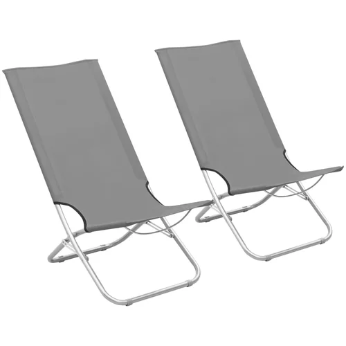 vidaXL Zložljivi stoli za na plažo 2 kosa sivo blago, (20964024)
