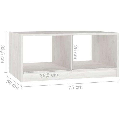 vidaXL Klubska mizica bela 75x50x33,5 cm trdna borovina Cene