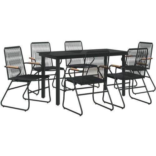  7-dijelni vrtni blagovaonski set od PVC ratana crni Crna Slike