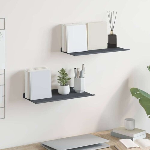  Polica na zidu s policom Zidne 2 pcs Antracit 40 x 18 x 2 5 cm - Antracit 40 x 18 cm 2 Cijene