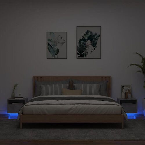 vidaXL Noćni ormarići s LED svjetlima 2 kom boja betona 40x39x37 cm Cijene