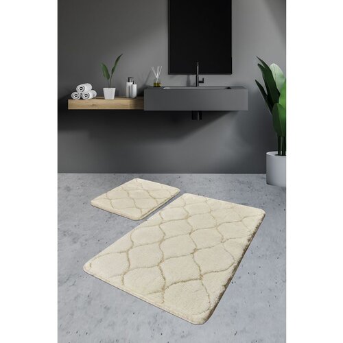 Infinity Ecru Ecru Acrylic Bathmat Set (2 Pieces) Cene