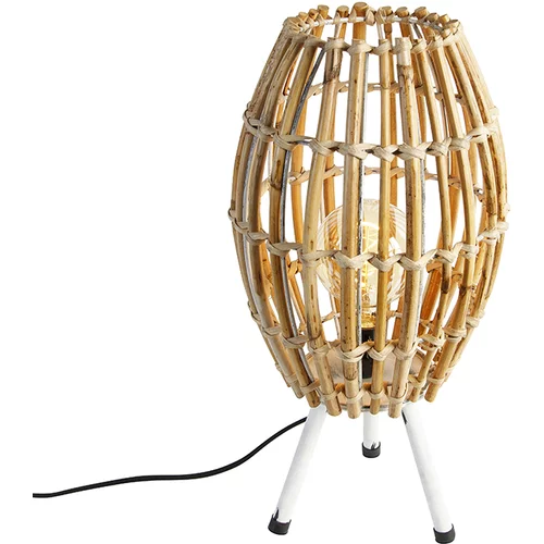 QAZQA Podeželska namizna svetilka stativ bambus z belo - Canna Capsule