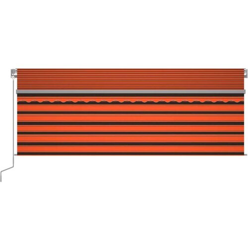 vidaXL Avtomatska tenda s senčilom LED + senzor 4,5x3 m oranžna/rjava Cene