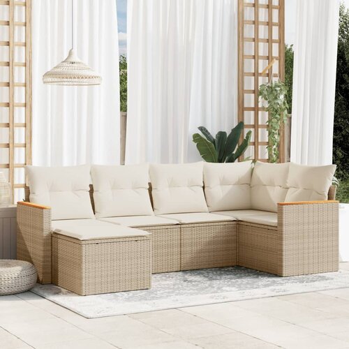 vidaXL 6-dijelni set vrtnih sofa s jastucima bež od poliratana Cijene