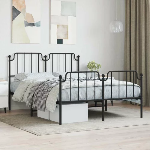 Metalni Kovinski posteljni okvir z vzglavjem in vznožjem črn
