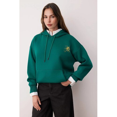 TRENDYOLMILLA ženski duks Twoaw24Sw00136, Emerald Green-Green Slike